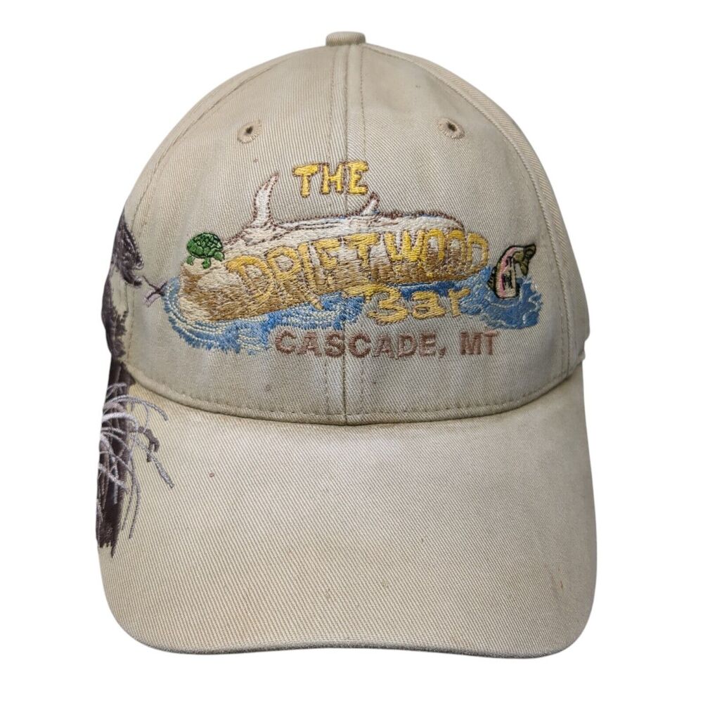 The Drift Wood Bar Cascade MT Strapback Hat Tan OS Adjustable Wild Life Dri-Duck
